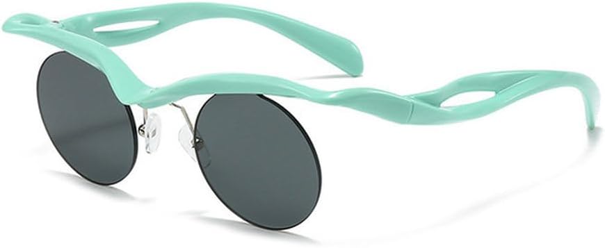 

Солнцезащитные очки без оправы с вырезом под брови, персонализированные, в маленькой оправе, с круглым зеркальным солнцезащитным козырьком и ажурной вставкой, защита от УФ-излучения UV400, SUN2888 Generic, Green Black