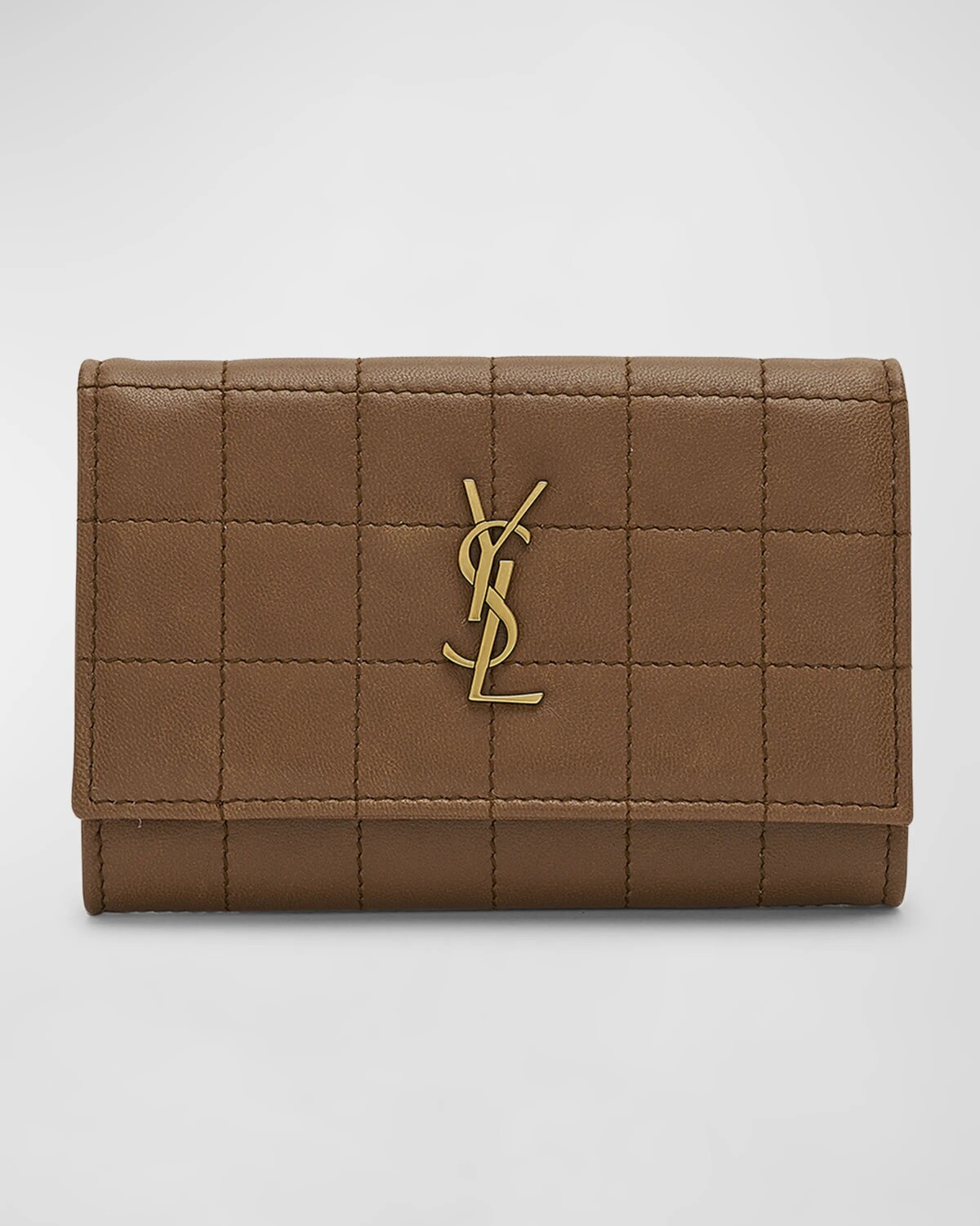 

Маленький кошелек YSL с клапаном Monogram из стеганой гладкой кожи Saint Laurent, цвет Fox