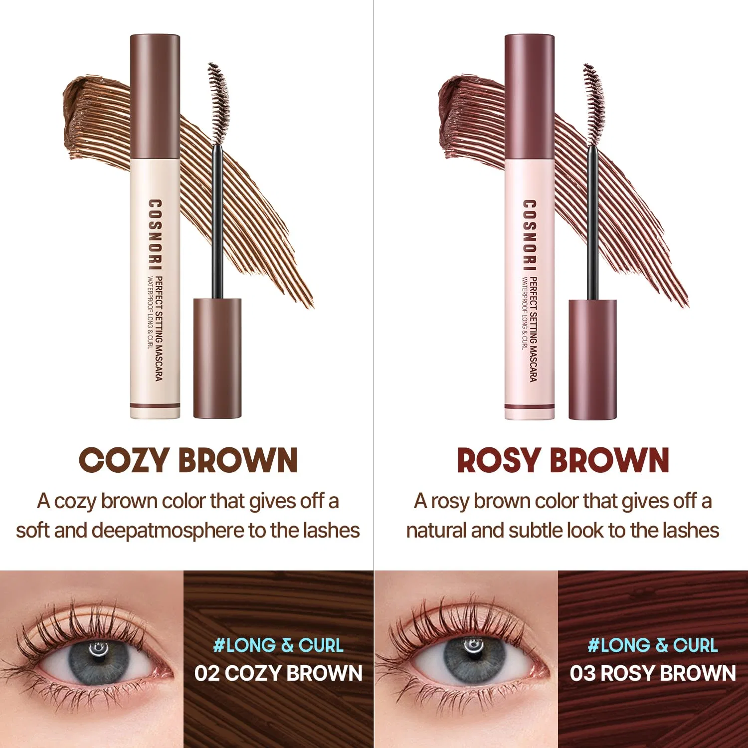 Водостойкая тушь для ресниц «Perfect Waterproof Mascara Long&Curl 02 Cozy Brown» от COSNORI Cosnori — фото 4