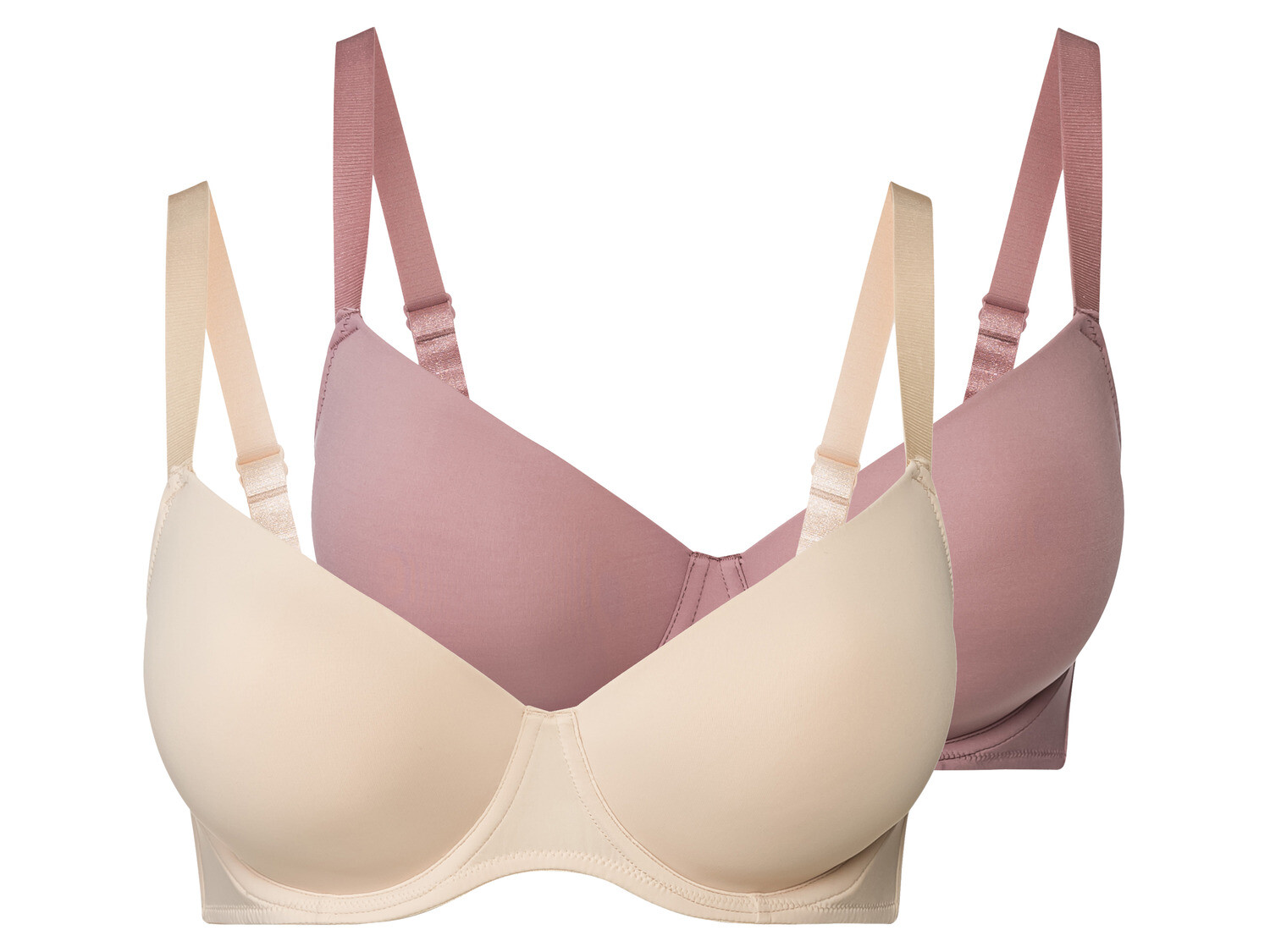 

Женские бюстгальтеры esmara на косточках, 2 шт., формованные чашки, розовый/бежевый