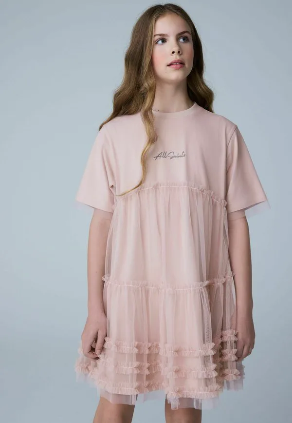 Платье повседневное с оборками, прямого кроя. Smallsaints, Mid Pink — фото 2