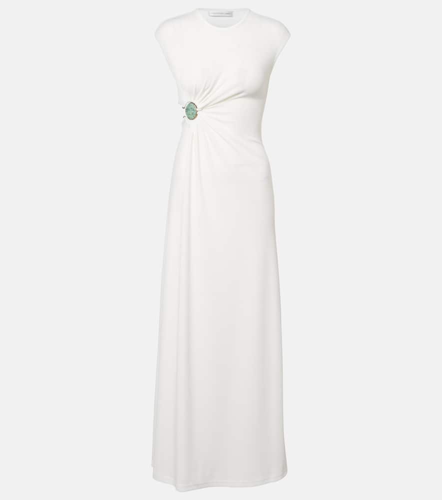 

Длинное платье из джерси с отделкой из минеральных камней Christopher Esber, White