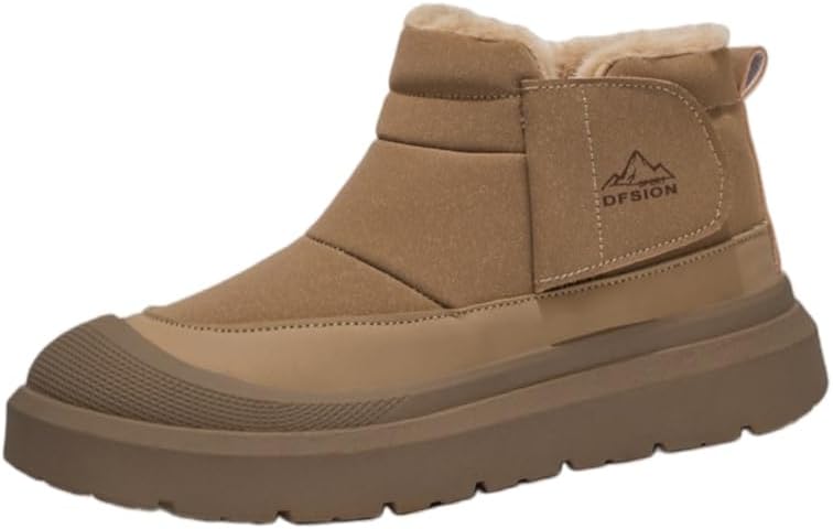 

Зимние мужские ботинки Fusecottc с круглым носком и толстой подошвой, высокие, с противоскользящей подошвой, хаки