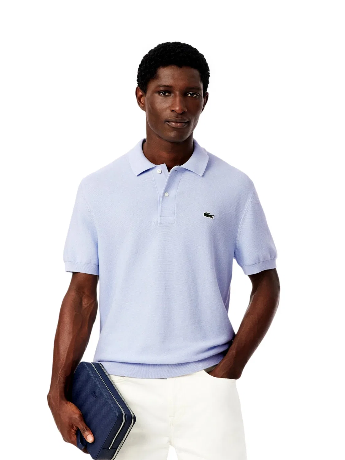 Рубашка Lacoste, хлопковая, с воротником-поло, светло-голубой — фото 2
