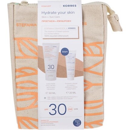 

Акция Солнцезащитный крем для лица Spf 30 с пенящимся очищающим кремом и сывороткой из греческого йогурта Korres