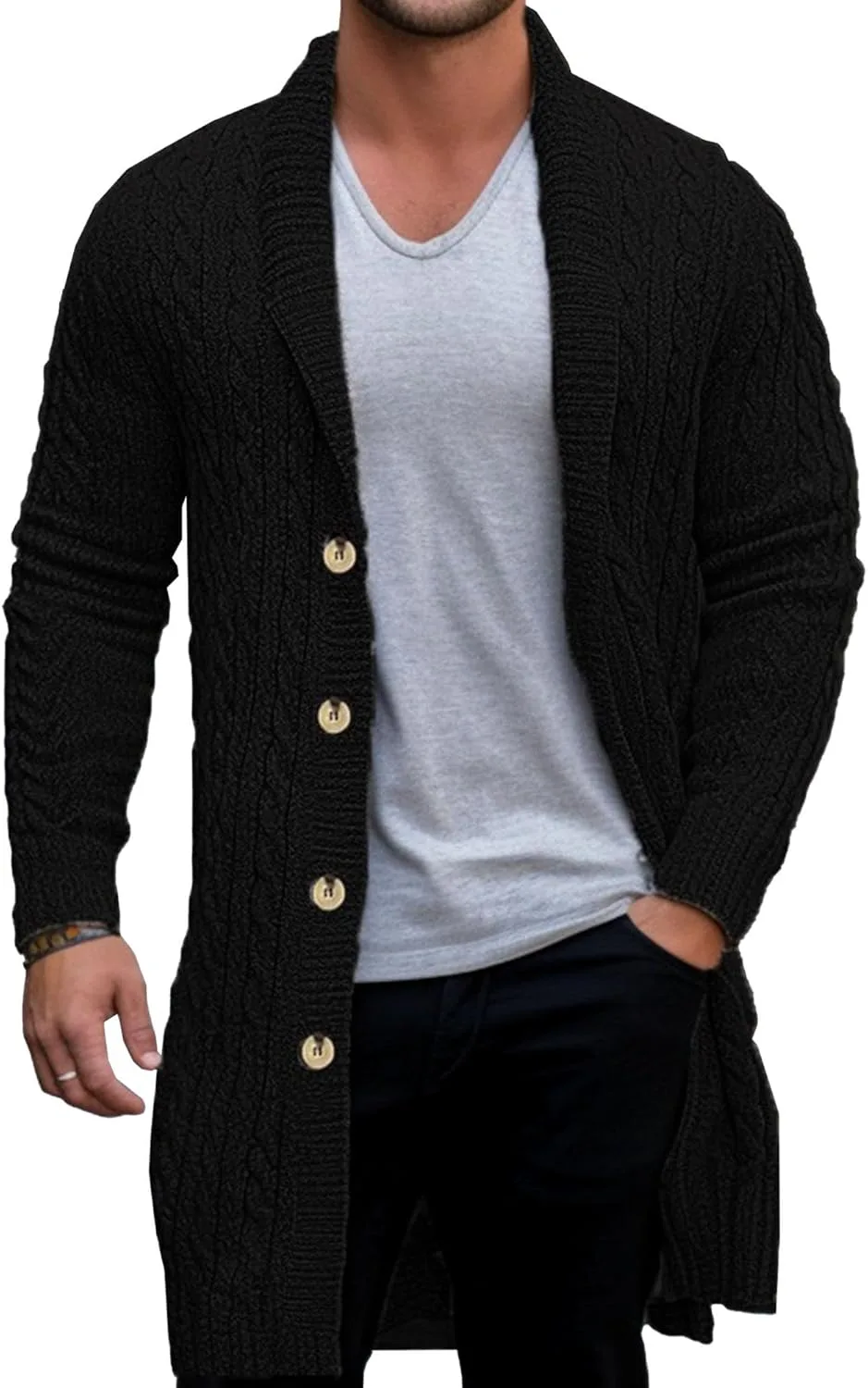 

JEShifangjiusu мужской кардиган Single Breasted Slim Fit