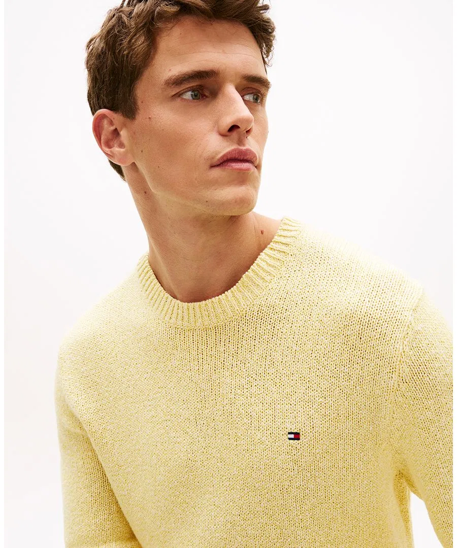 Мужской двухцветный свитер с круглым вырезом из букле Tommy Hilfiger, Citronella — фото 3