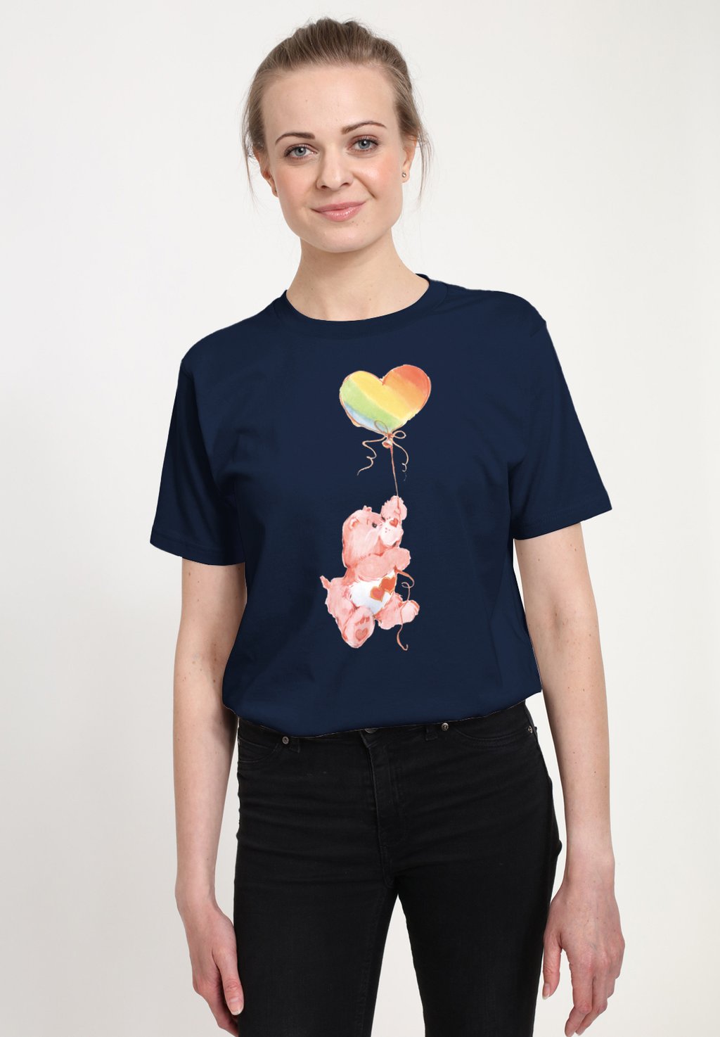 

Футболка с принтом CARE BEARS LOVE A LOT BEAR HOLDING ON TO RAINBOW BALLOON Henry Tiger, темно-синий
