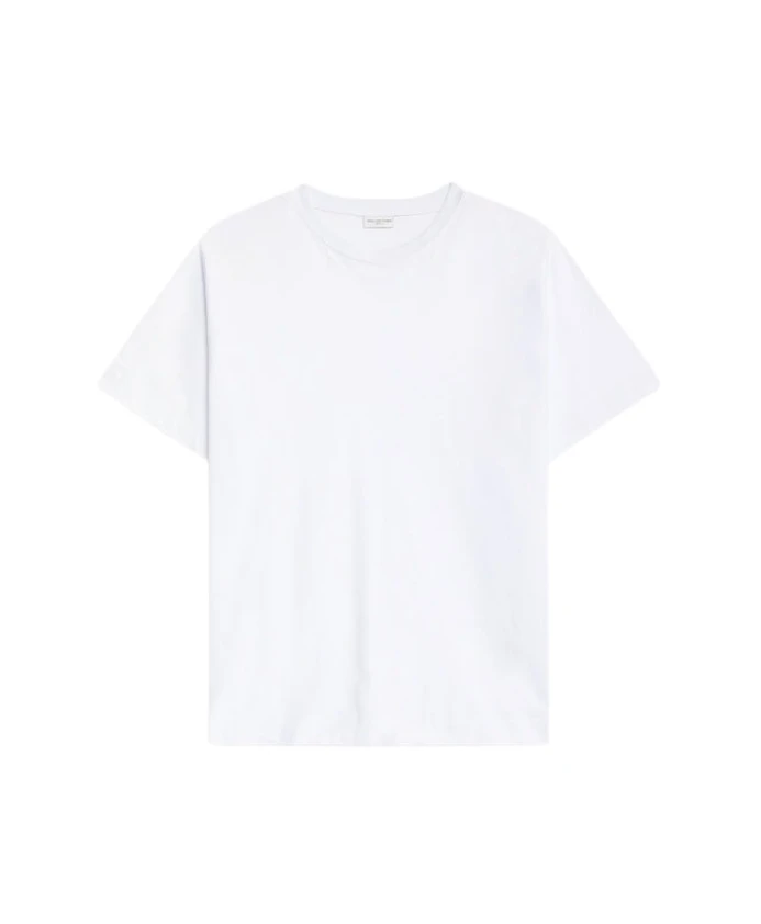 

Белая хлопковая футболка с круглым вырезом Dries Van Noten, белый