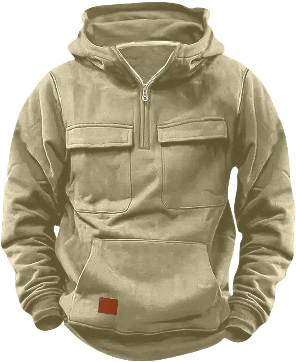 Толстовка на молнии с капюшоном, флисовая, мальчиковая, Beige — фото 3