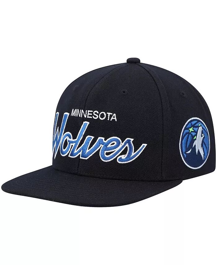 

Мужская черная бейсболка Minnesota Timberwolves Hardwood Classics Script 2.0 Snapback Mitchell & Ness