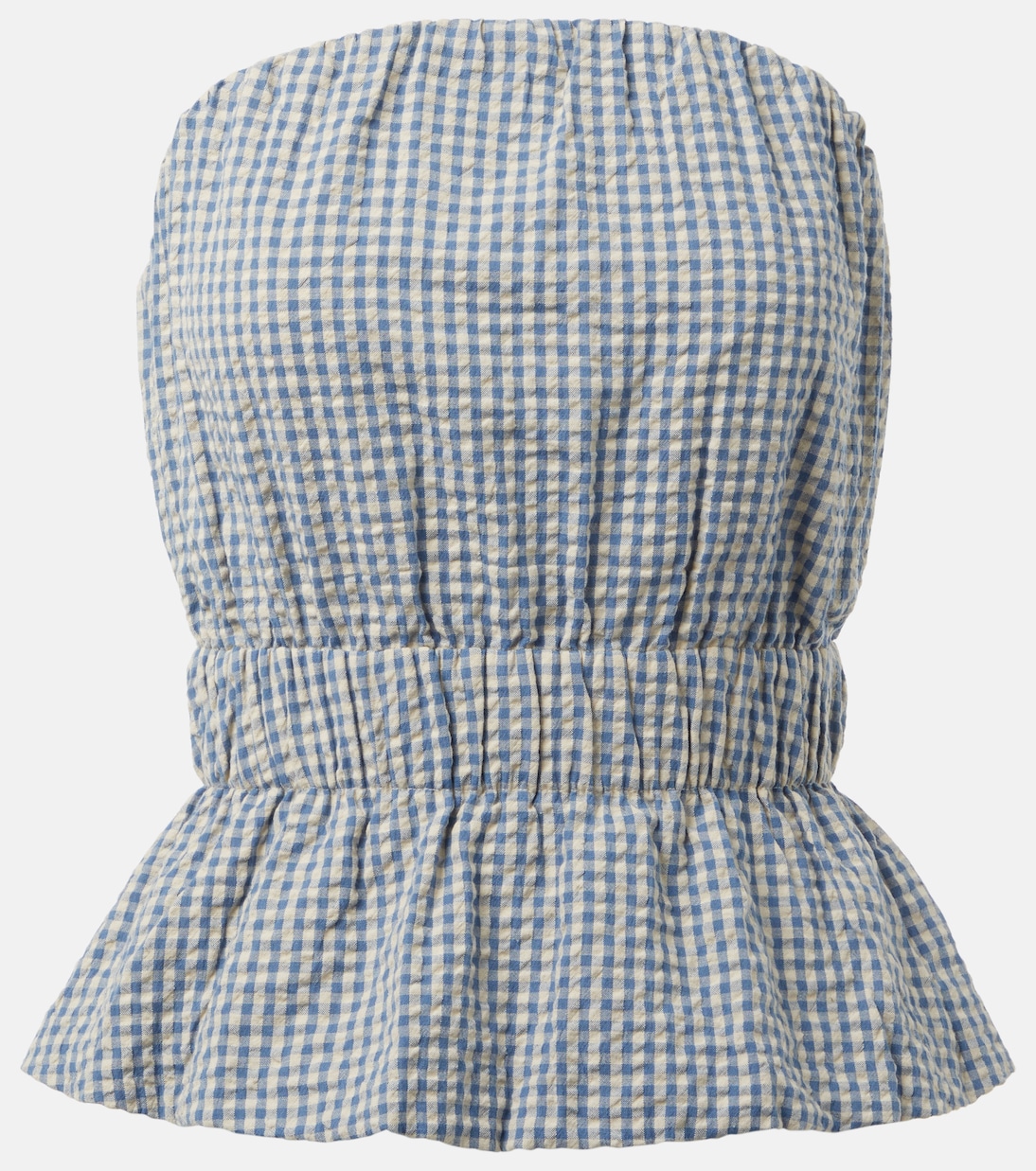 

Топ Aurelia без бретелей из хлопка в клетку Posse, Blue Cream Gingham