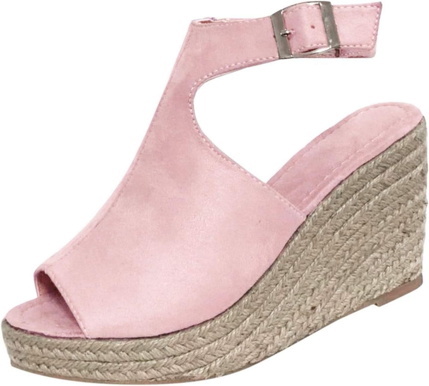 

Женские платформенные сандалии с открытым носком, ремешком на щиколотке, высокие каблуки, ботильоны, лаконичные повседневные летние обувь для отпуска, нарядные сандалии на танкетке для пляжа и свадьбы Kvotuu, розовый