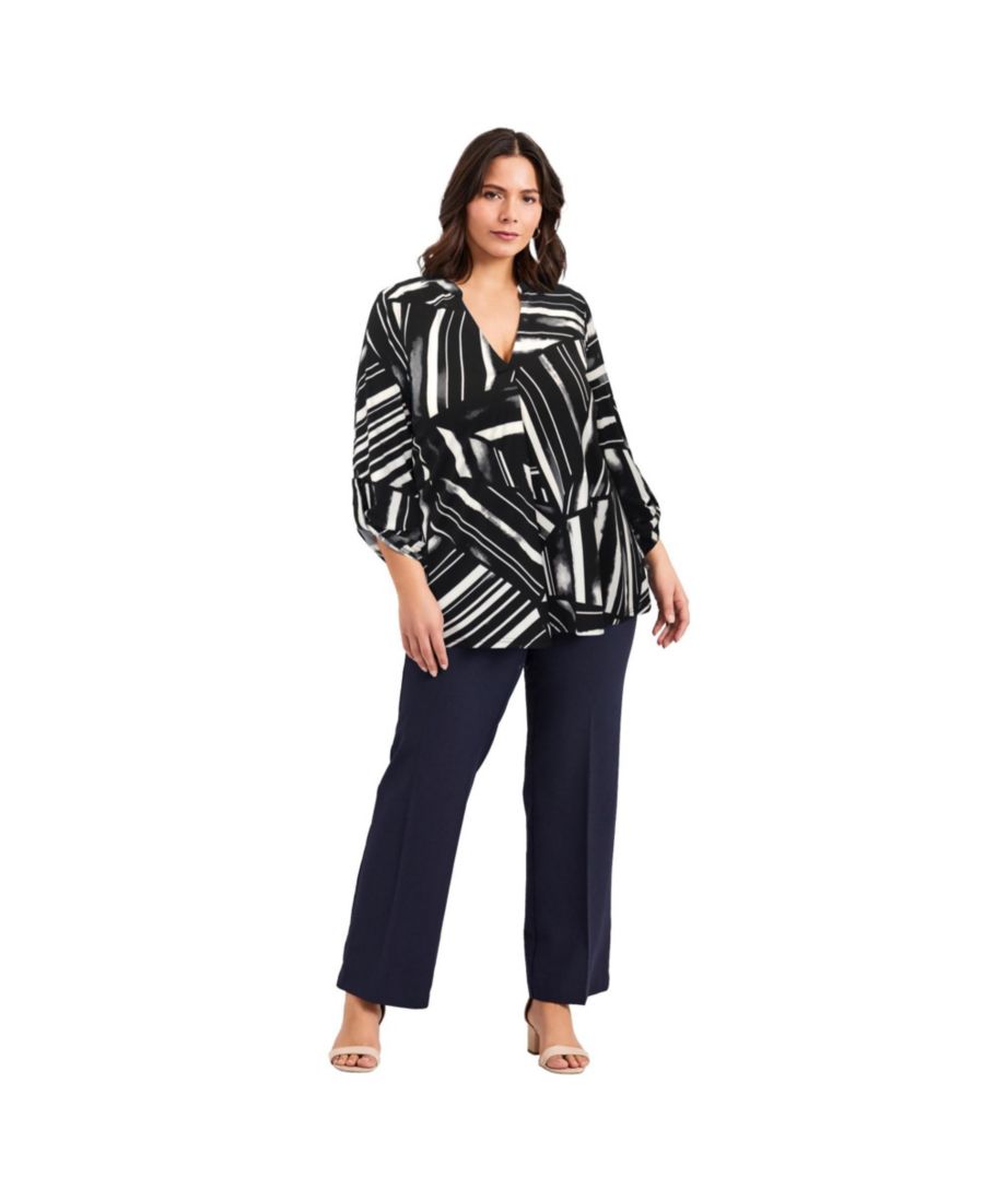 

Женский топ больших размеров Audrey Ity AVENUE, Black white cutabout stripe