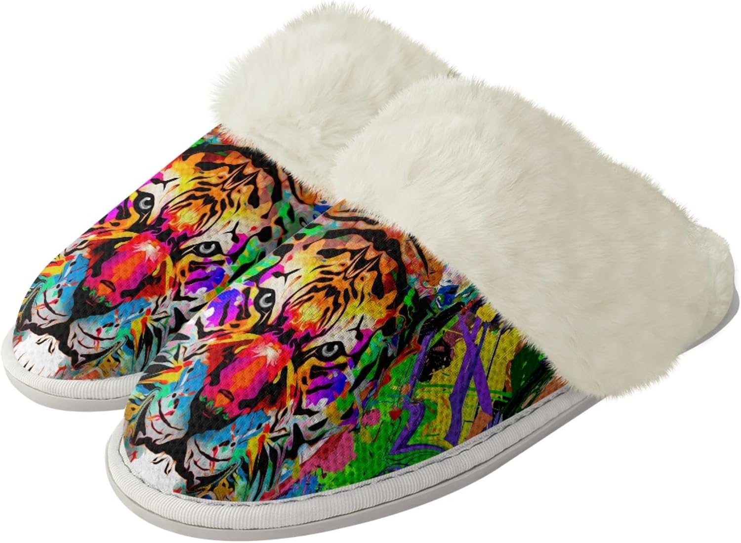 

Тапочки Micoklinlin для женщин и мужчин, с плюшевой подкладкой, домашние фланелевые тапочки, зимние мягкие и теплые тапочки для дома, Tiger Face