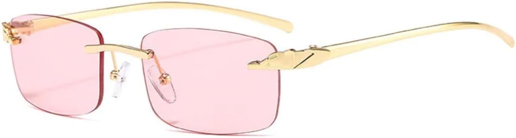 

Винтажные солнцезащитные очки без оправы с рисунком гепарда для женщин, конфетные цвета, прозрачные линзы, дизайнерские солнцезащитные очки для мужчин SZVVBKK, Golden Pink