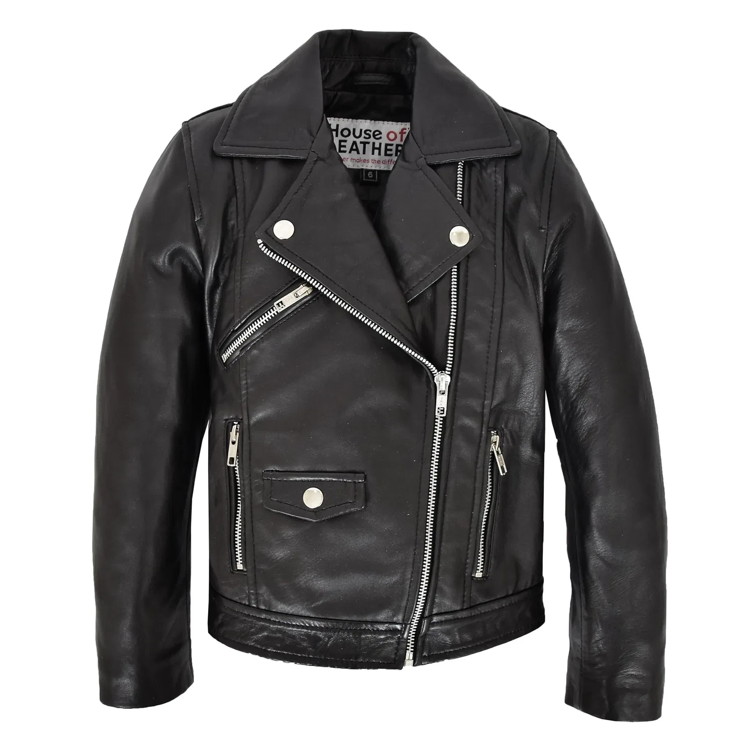 Кожаная куртка-косуха для девочек House Of Leather, черный