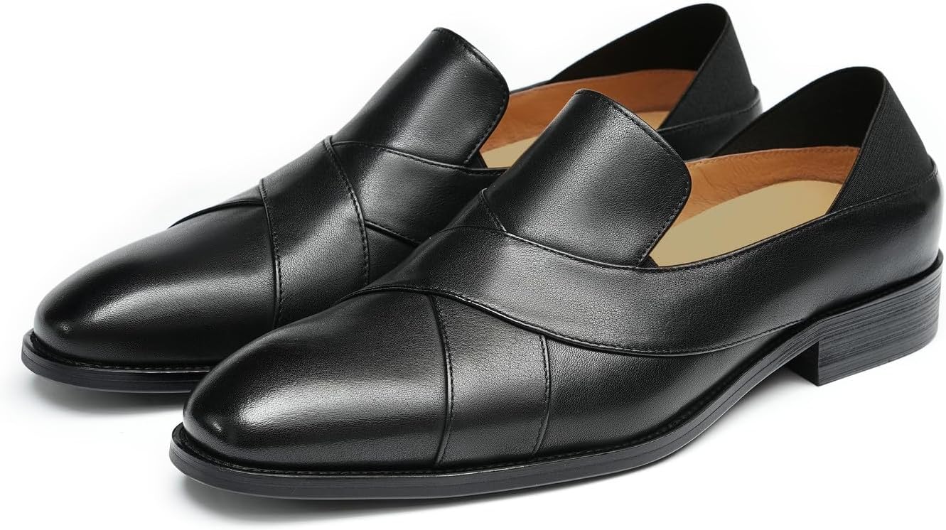 

Мужские лоферы Santimon Peeny - классические слипоны из кожи первого слоя, стелька из натуральной кожи, дышащие, для делового стиля и свадеб, черный