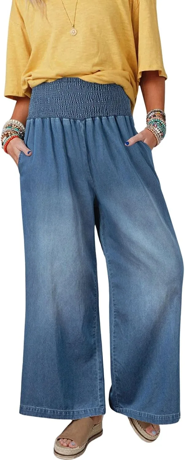 

Женские джинсы-палаццо Loveimgs с высокой талией и карманами