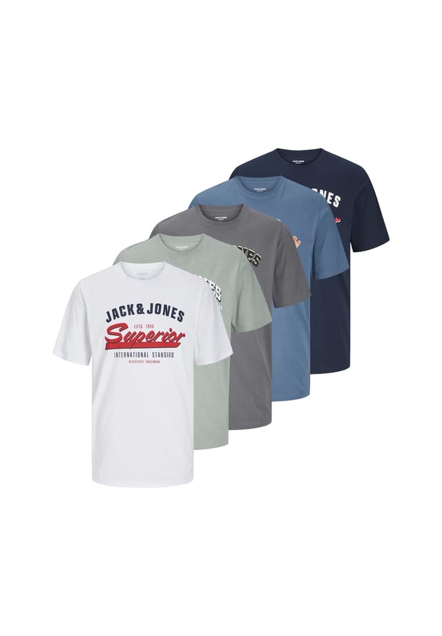 

Футболка с коротким рукавом и логотипом упаковка 5 шт. Jack & Jones, синий