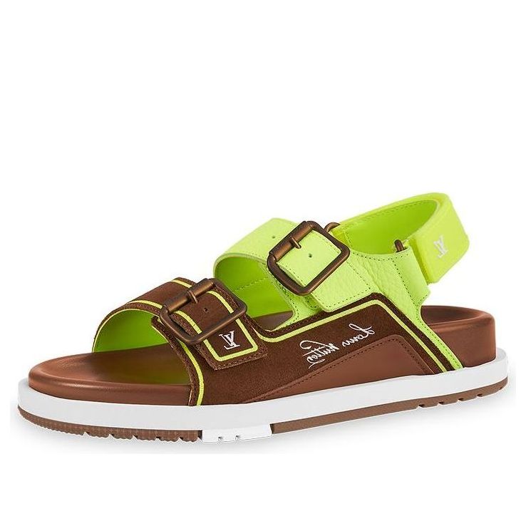 

Сандалии LOUIS VUITTON x NBA Trainer Sandals 'Brown Neon Green', коричневый