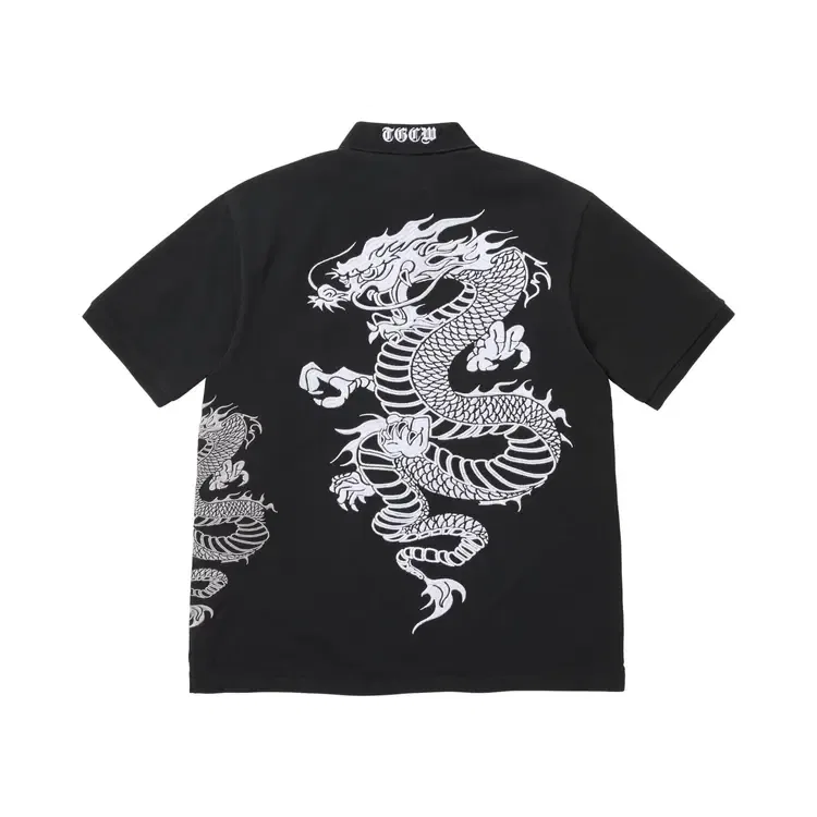 Поло Supreme x The Great China Wall Dragon, черный — фото 2