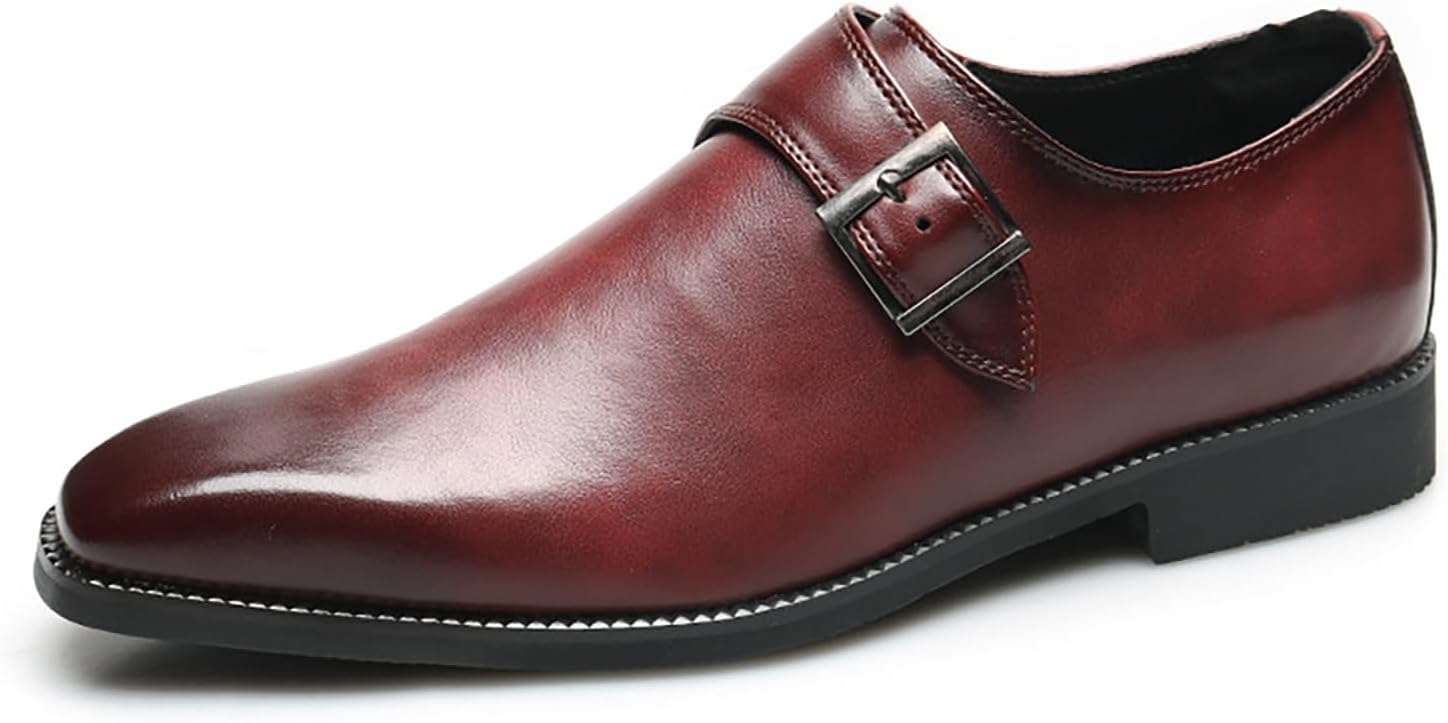 

Мужские кожаные лоферы с квадратным носком на ремешке-монашке, классические туфли без шнуровки, низкие формальные деловые оксфорды Synthesis, красный