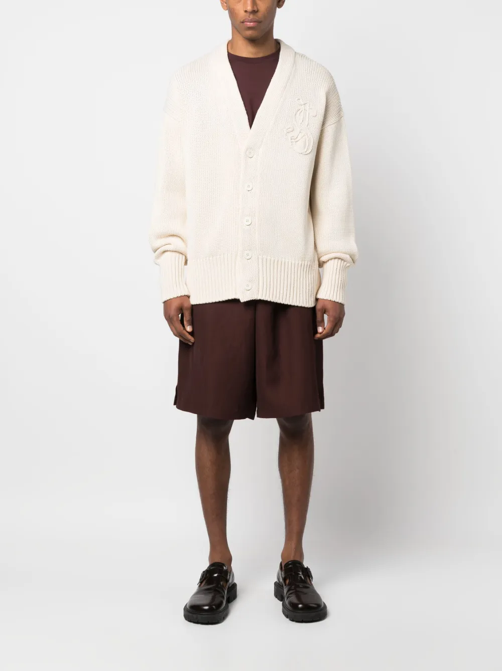 Кардиган с вышитым логотипом JIL SANDER, нейтральный — фото 2