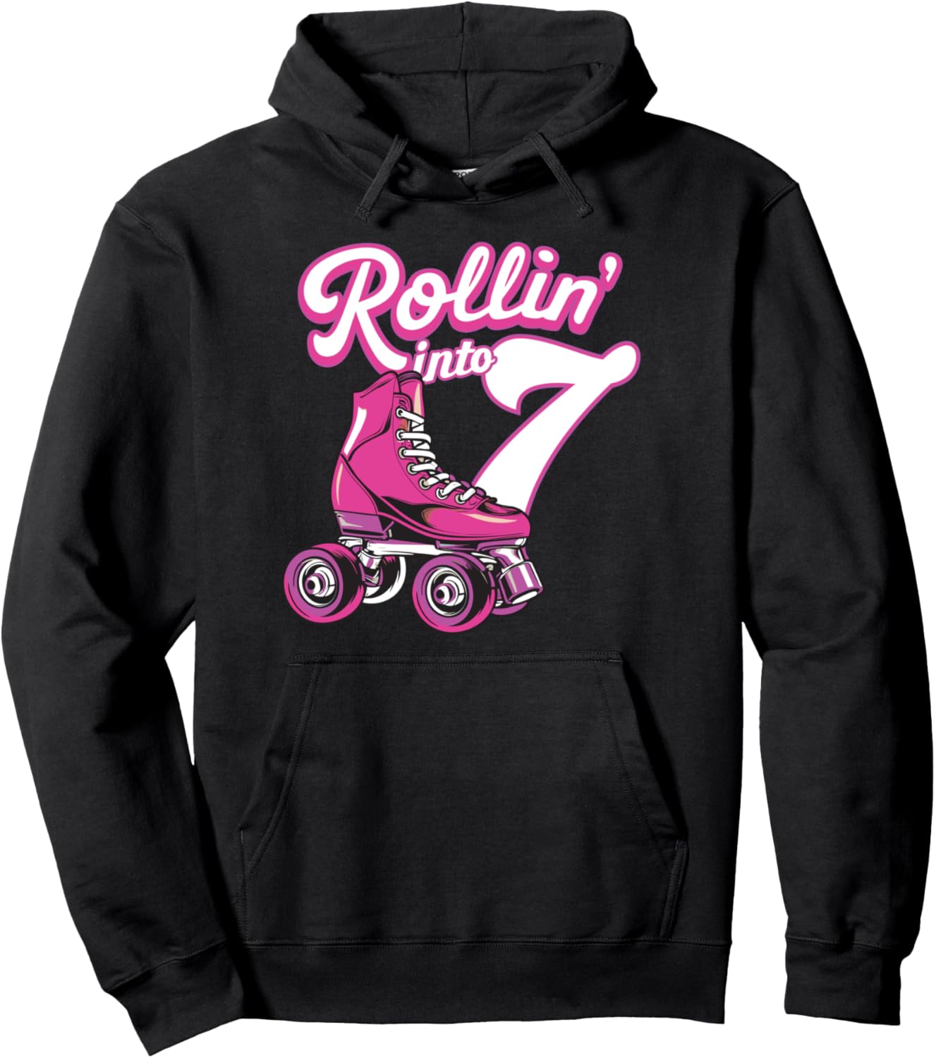 

Толстовка Rollin' Into 7 Roller Skates для девочки на 7-й день рождения Roller Girl Birthday Tees, черный