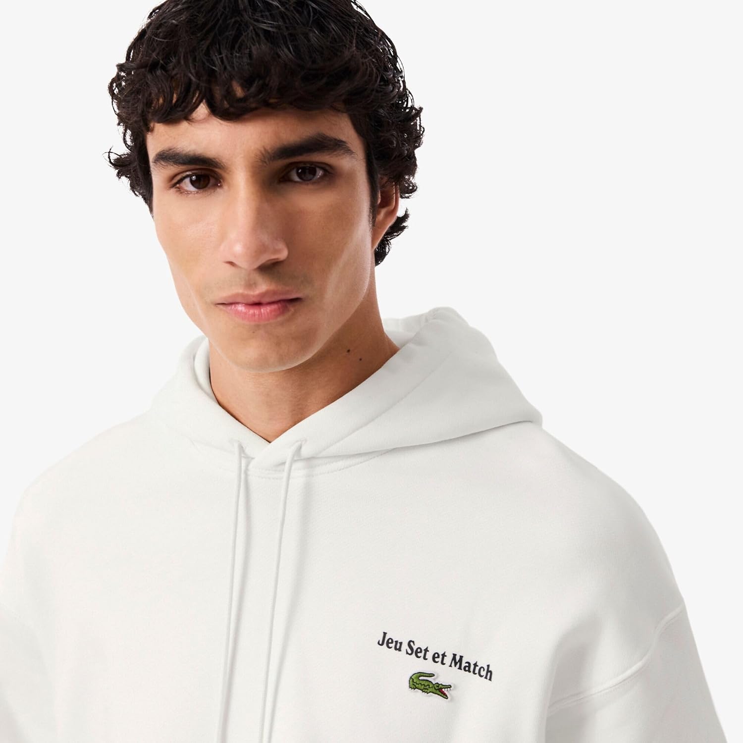 Мужская толстовка Lacoste (официальная) Jeu Set et Match с принтом на спине, белый — фото 2