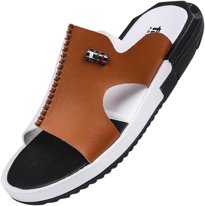 

HCHCTRY Пара латексных ковриков Нескользящие подошвы Вьетнамки для улицы Пляжная обувь, мужские летние пляжные мулы и сабо, коричневый