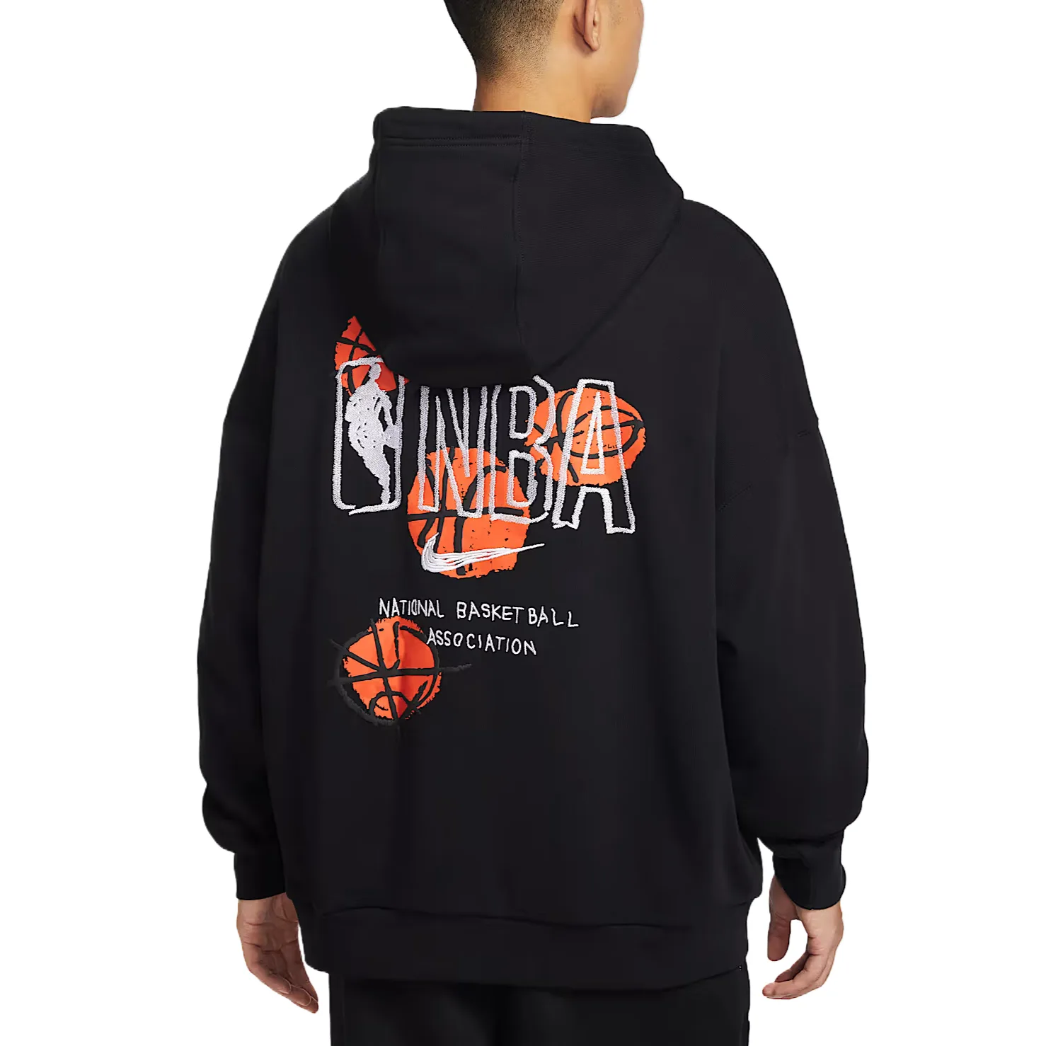 Nike Толстовка с капюшоном Club мужская, черный/свежий апельсин — фото 3