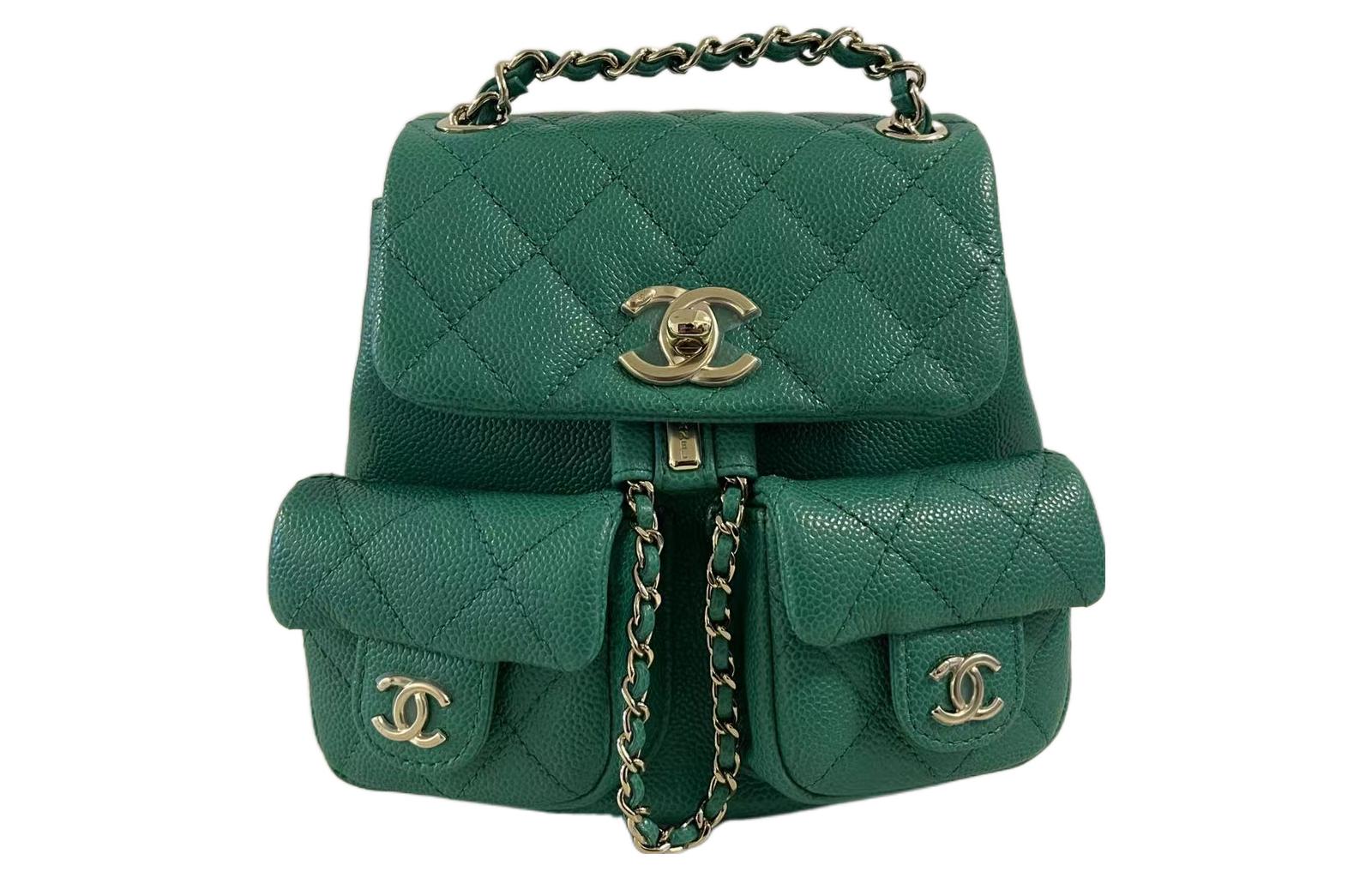 

Кожаный рюкзак из коровьей кожи Трампетс женский зеленый CHANEL