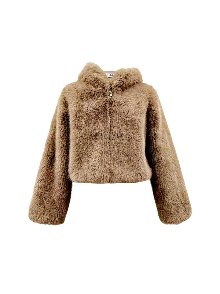 

Куртка GINI LONDON Gini Zip FronCropped Faux Fur, цвет stone