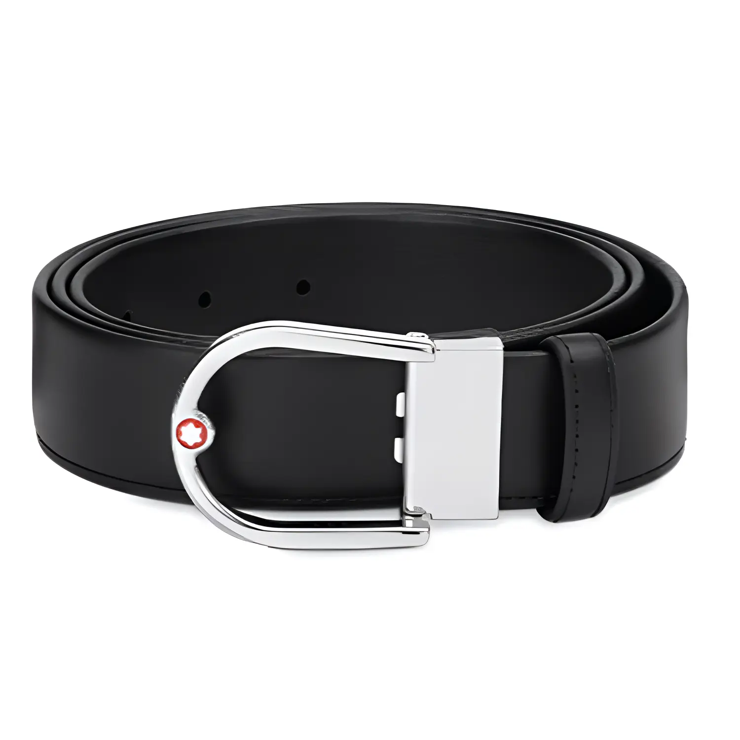 

MONTBLANC Кожаный ремень унисекс черный шириной 3.5 см, Black