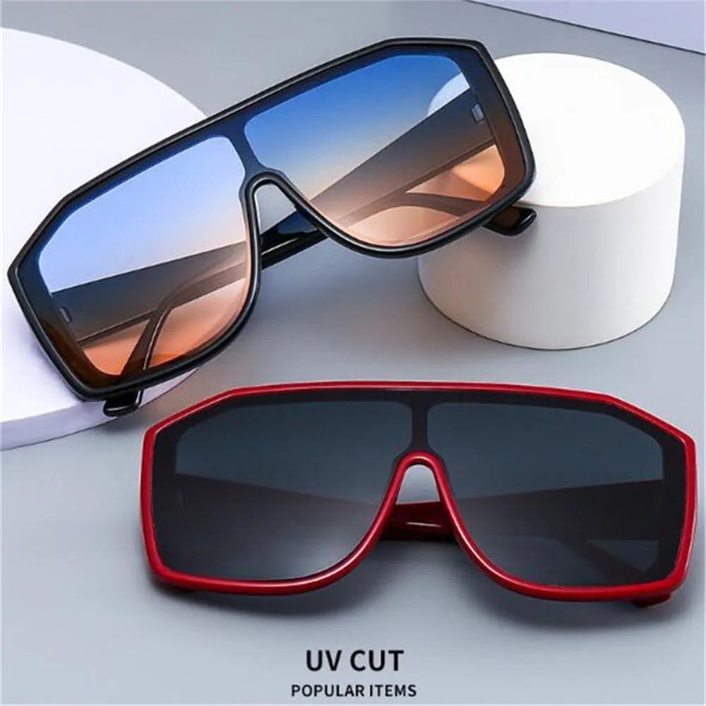 

Солнцезащитные очки для женщин с большой оправой и большими зеркальными линзами. Ретро-очки с солнцезащитным козырьком и защитой от УФ-излучения 400 HCPIHF, Black