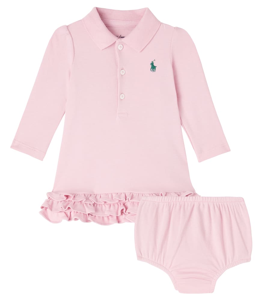

Детский комплект из хлопкового платья-поло и шортиков Polo Ralph Lauren Kids, Surfside Rose