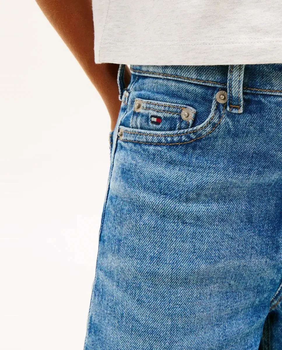 Широкие джинсы для девочки кюлоты Tommy Hilfiger, синий — фото 4