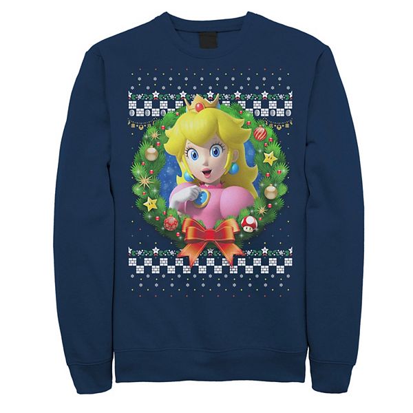 

Мужской флисовый свитшот nintendo super mario 3d с принтом в виде рождественского венка peach Licensed Character