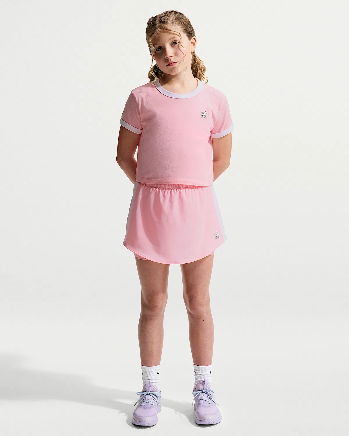 Детский шорты-юбка Nike One Dri-FIT с высокой талией, Medium Soft Pink/White