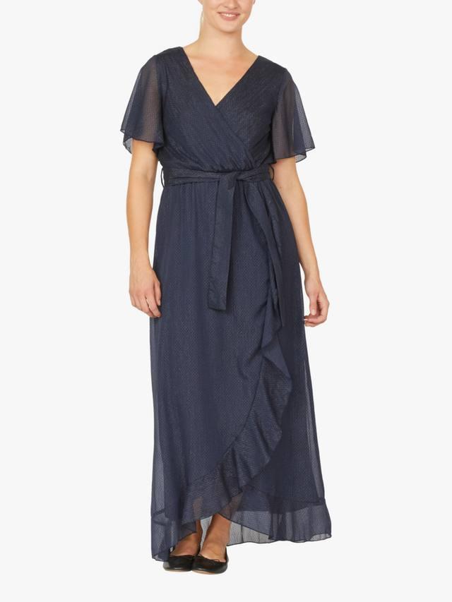 

Макси-платье с v-образным вырезом и оборками Sisters Point, цвет Navy/Black