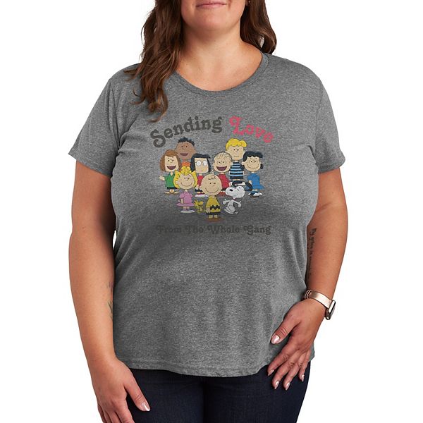 

Футболка с принтом Plus size Peanuts sending love from the whole gang Licensed Character, Heather Gray