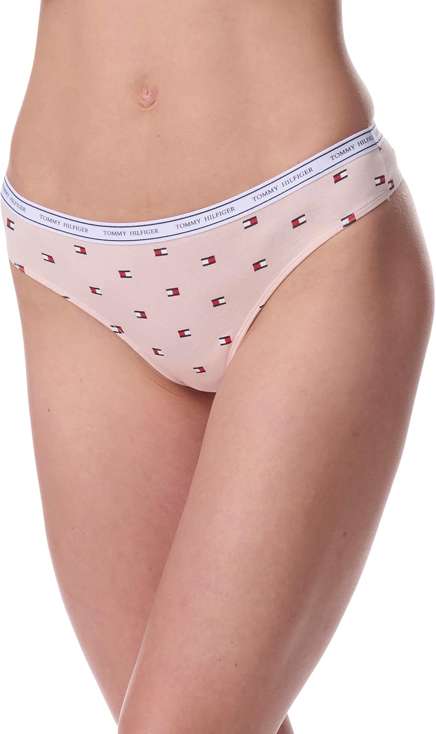 Женские классические хлопковые стринги Tommy Hilfiger с логотипом, 5 шт., Logo Flag/Brghtwhite/Icehthrgry/Skycpt/Th Pinstripe — фото 4