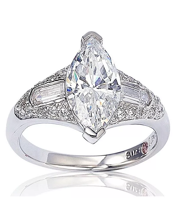 

Кольцо Suzy Levian из стерлингового серебра с коричневым камнем в форме маркиза и кубическим цирконием Suzy Levian New York, white