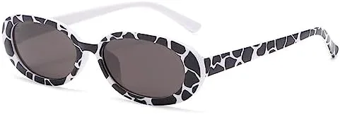 

Солнцезащитные очки овальной формы 2027 года для женщин, винтажные, ретро, ​​черно-белые, классические, с защитой от УФ-излучения UV400 MTZJH, Black White