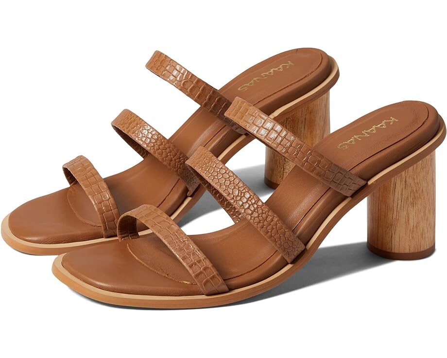 

Туфли KAANAS Magdalena Strappy Embossed Leather Heel, кофе