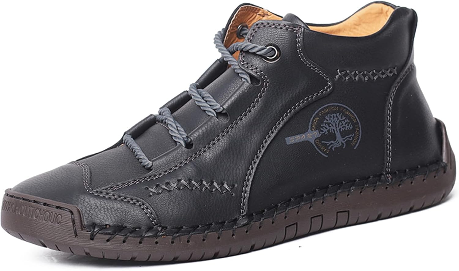 

Мужские кожаные ботинки-челси на щиколотке, лоферы, плоские, винтажные, ручная строчка, комфортные, мягкие, дышащие, на шнуровке, легкие оксфорды Voceco, черный