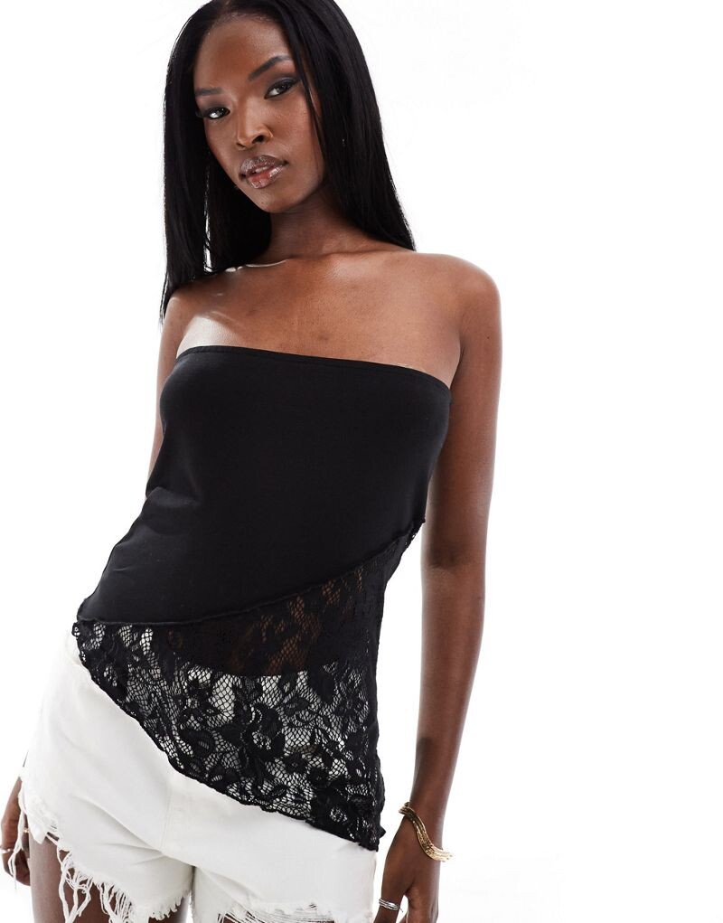 

ASOS DESIGN – черный топ-бандо со связанными элементами