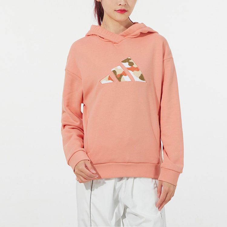 Худи (WMNS) adidas Camouflage Logo Printing Hoodie Orange — фото 3