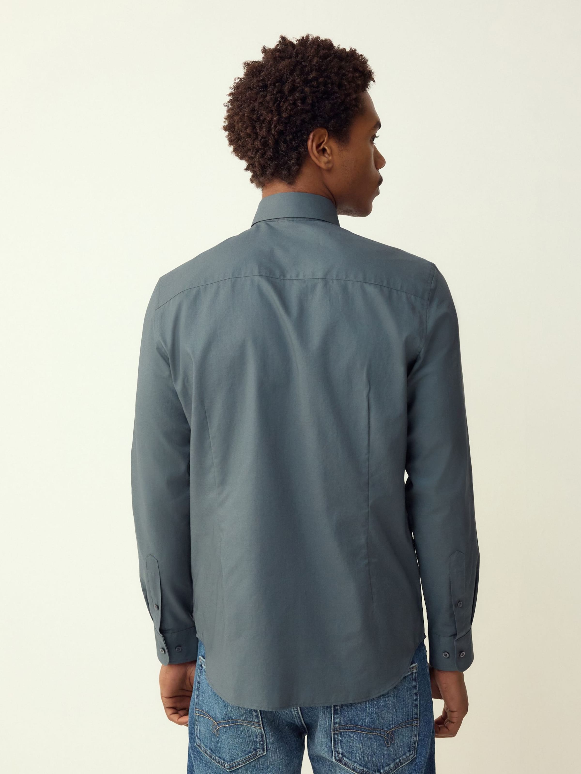 Next Рубашка 'Oxford' для бизнеса синего цвета Regular fit — фото 2